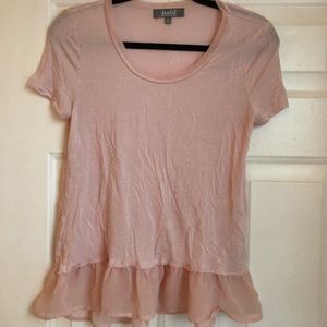 Marled by Revolution Peplum Short Sleeved Top